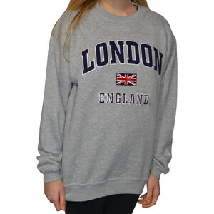 GWCC Unisex London England Applique Embroidery Sweatshirt Gray Small A001145